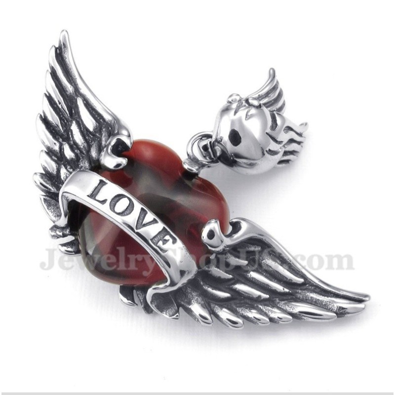 Ανδρικό Μενταγιόν Τιτανίου Love Red Diamond Wings Wings Με Δωρεάν Αλυσίδα Ανδρικό Μενταγιόν Τιτανίου Love Red Diamond Wings Wings Με Δωρεάν Αλυσίδα