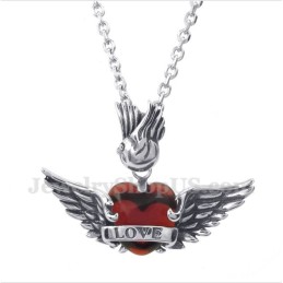Ανδρικό Μενταγιόν Τιτανίου Love Red Diamond Wings Wings Με Δωρεάν Αλυσίδα