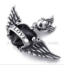 Ανδρικό Μενταγιόν Τιτανίου Love Black Diamond Wings Με Δωρεάν Αλυσίδα