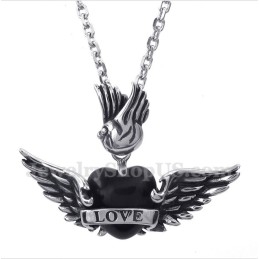 Ανδρικό Μενταγιόν Τιτανίου Love Black Diamond Wings Με Δωρεάν Αλυσίδα