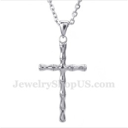 Ανδρικό Μενταγιόν Σταυρού Από Τιτάνιο Μπαμπού Με Ελεύθερη Αλυσίδα