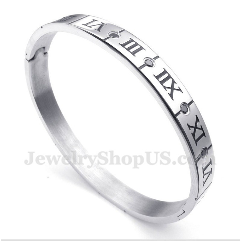 Ανδρικό Βραχιόλι Τιτανίου Με Διαμάντια Και Λατινικούς Αριθμούς