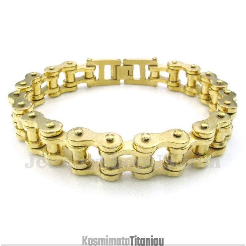 Ανδρικό Βραχιόλι Ποδηλάτου Από Τιτάνιο Σε Χρυσό Χρώμα