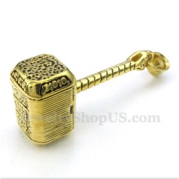 Ανδρικό Μενταγιόν Thor'S Hammer Από Τιτάνιο Σε Χρυσό Χρώμα Με Ελεύθερη Αλυσίδα