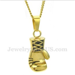 Ανδρικό Μενταγιόν Γάντι Πυγμαχίας Από Τιτάνιο Σε Χρυσό Με Ελεύθερη Αλυσίδα