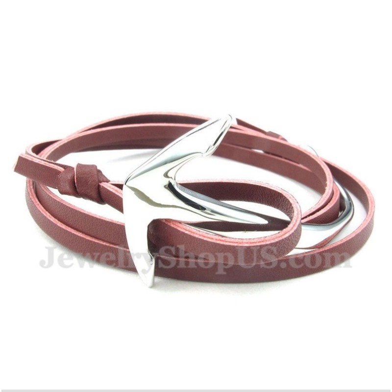 Ανδρικό Βραχιόλι Άγκυρας Από Τιτάνιο Με Δερμάτινη Επένδυση