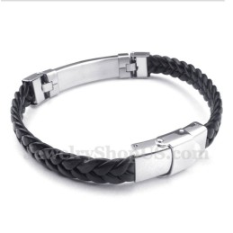 Ανδρικό Δερμάτινο Ροζ Χρυσό Βραχιόλι Τιτανίου