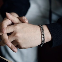 Tide Accessories Fashion Ανδρικό Βραχιόλι Με Αλυσίδα Σπονδύλων Από Τιτάνιο Με Τετράγωνη Αγκράφα