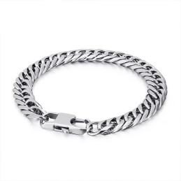 Tide Accessories Fashion Ανδρικό Βραχιόλι Με Αλυσίδα Σπονδύλων Από Τιτάνιο Με Τετράγωνη Αγκράφα