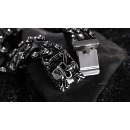 Ανδρικό Βραχιόλι Τιτανίου Με Ρετρό Κρανίο Και Στρας, Rock Chic, Βραχιόλι Με Κεφάλι Φαντάσματος Tide, Ανδρικά Αξεσουάρ