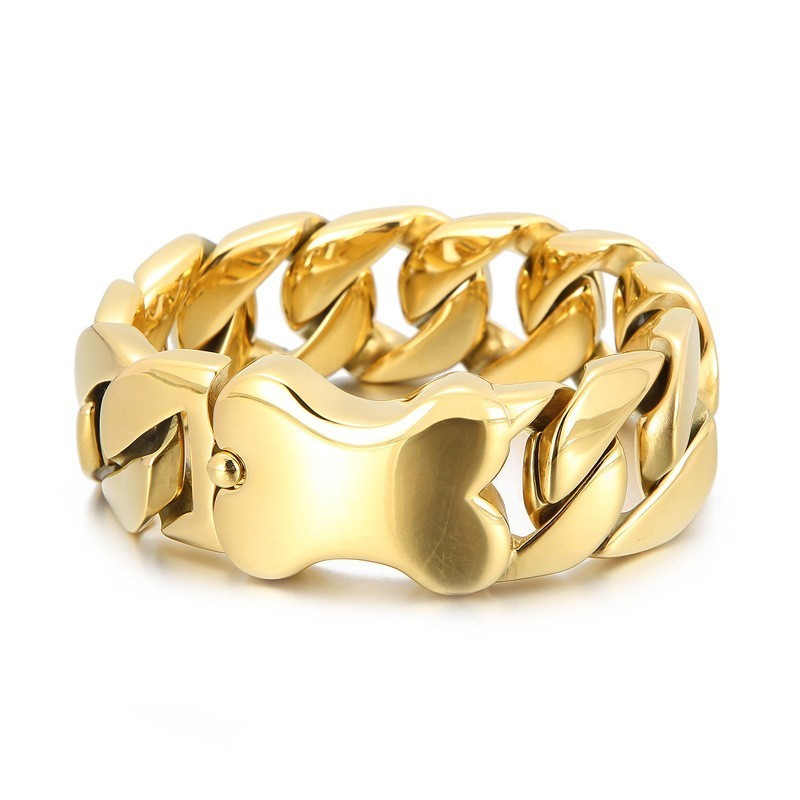 Νέο Ανδρικό Βραχιόλι Cuban Chain Cool Bone Insert Clasp Με Γυαλιστερό Κούμπωμα Νέο Ανδρικό Βραχιόλι Cuban Chain Cool Bone Insert Clasp Με Γυαλιστερό Κούμπωμα