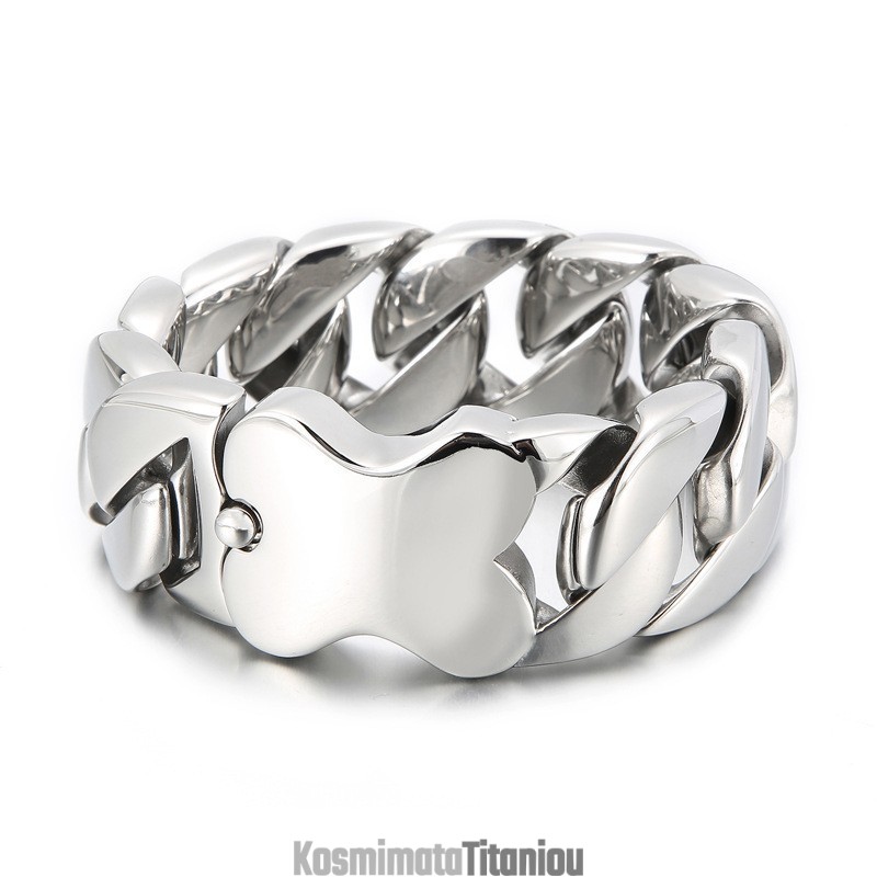 Νέο Κουβανέζικο Βραχιόλι Με Ενθέματα Οστών, Γυαλισμένο Ανδρικό Βραχιόλι