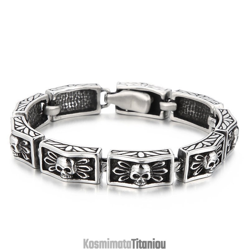 Κομψά Vintage Κοσμήματα, Μοντέρνα, Κομψά Ανδρικά Βραχιόλια Με Δαντέλα Και Κρανίο