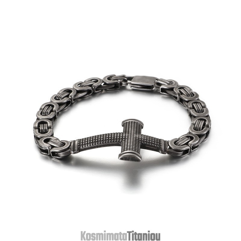 Δημοφιλές Βραχιόλι Τιτανίου Με Σταυρό Πίσω Αλυσίδα Μόδας Για Άνδρες