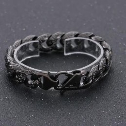 Vintage Cool Gunmetal Plated Pattern Titanium Bracelet For Men