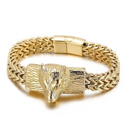 Ανδρικό Βραχιόλι Τιτανίου Hip Hop Wolf Head Double Row Keel Woven Chain