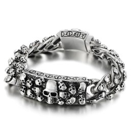 Vintage Cool Rock Skull Βραχιόλι Τιτανίου Για Άνδρες