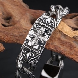 Μόδα Ρετρό Κοσμήματα Χειρός Βραχιόλι Τιτανίου Με Μοτίβο Σταυρονήματος