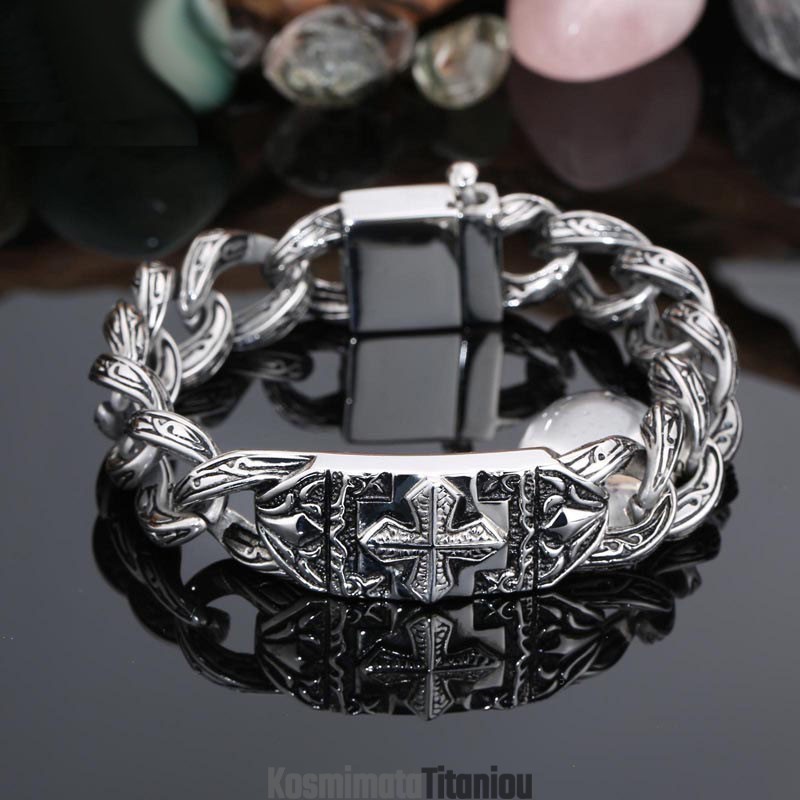 Μόδα Ρετρό Κοσμήματα Χειρός Βραχιόλι Τιτανίου Με Μοτίβο Σταυρονήματος