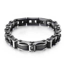 Βραχιόλι Rock Biker Chain Από Τιτάνιο Για Άνδρες Με Διαμάντια
