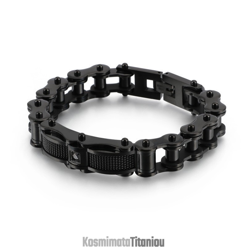 Βραχιόλι Rock Biker Chain Από Τιτάνιο Για Άνδρες Με Διαμάντια