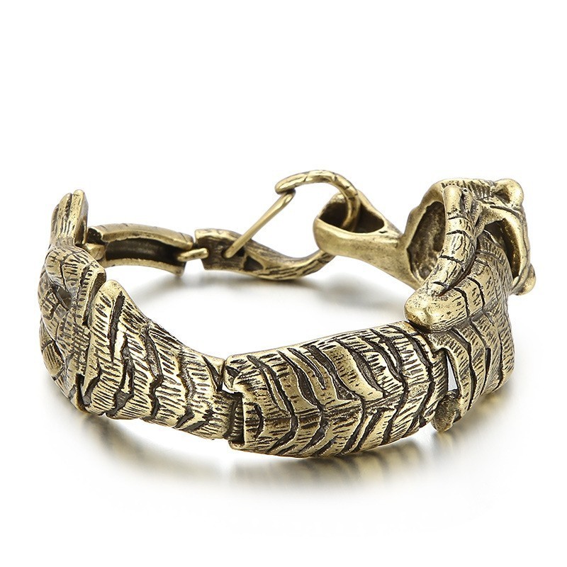 Vintage Cool Antique Gold Tiger Tiger Βραχιόλι Από Τιτάνιο Για Άνδρες Vintage Cool Antique Gold Tiger Tiger Βραχιόλι Από Τιτάνιο Για Άνδρες