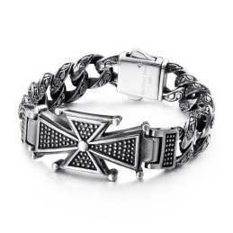 Βραχιόλι Cool Skull Cross Με Τιτάνιο Και Ζιρκονία