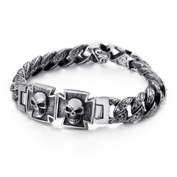Βραχιόλι Cool Skull Cross Με Τιτάνιο Και Ζιρκονία