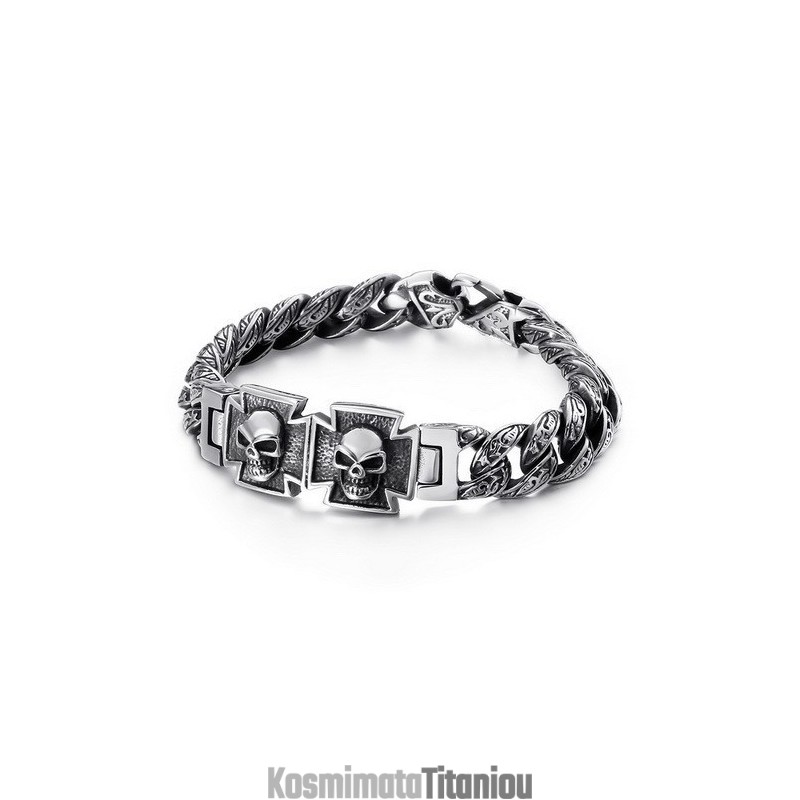Βραχιόλι Cool Skull Cross Με Τιτάνιο Και Ζιρκονία Βραχιόλι Cool Skull Cross Με Τιτάνιο Και Ζιρκονία