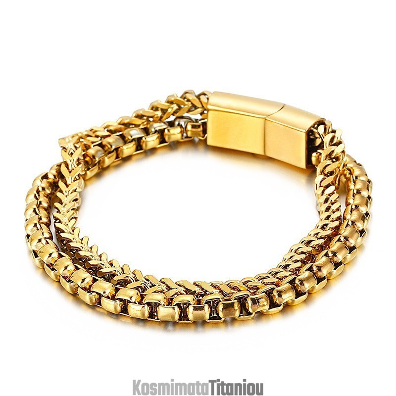 Τετράγωνο Διπλό Ανδρικό Βραχιόλι Τιτανίου