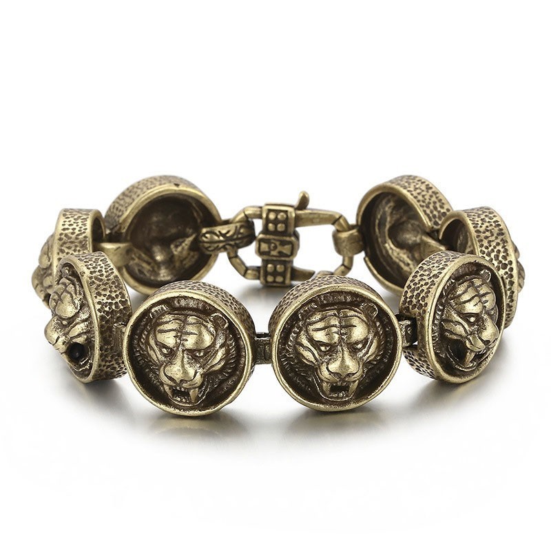 Βραχιόλι Τιτανίου Vintage Tiger Head Round Για Άνδρες Βραχιόλι Τιτανίου Vintage Tiger Head Round Για Άνδρες