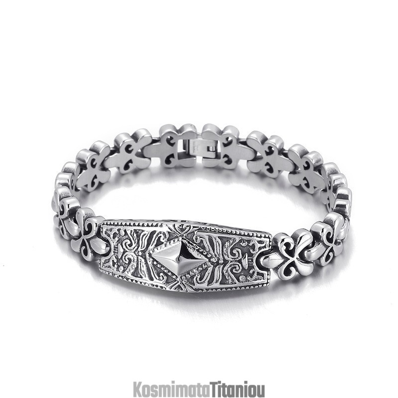 Βραχιόλι Τιτανίου Σε Σχήμα Διαμαντιού Fashion Flower Bay Brand Για Άνδρες