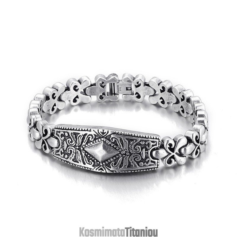 Βραχιόλι Τιτανίου Σε Σχήμα Διαμαντιού Fashion Flower Bay Brand Για Άνδρες