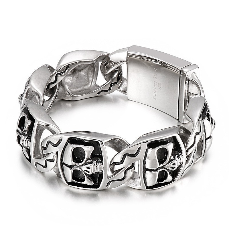 Δημοφιλές Ανδρικό Βραχιόλι Τιτανίου Cool Skull
