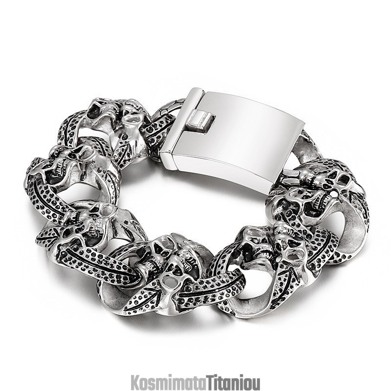 Δημοφιλές Ανδρικό Βραχιόλι Τιτανίου Cool Skull