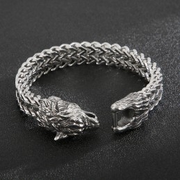 Βραχιόλι Από Τιτάνιο Cool Wolf Head Double Casting Για Άνδρες
