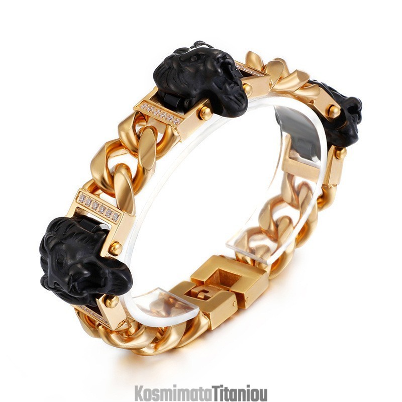 Βραχιόλι Με Κεφάλι Λιονταριού Βραχιόλι Hiphop Street Dance Ανδρικό Κοσμήματα Από Τιτάνιο