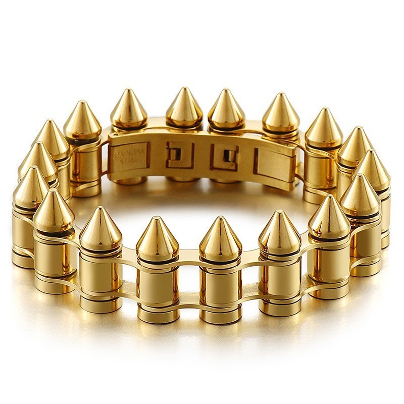 Βραχιόλι Μοτοσικλετιστών Τιτανίου Fashion Bullet Head Για Άνδρες Βραχιόλι Μοτοσικλετιστών Τιτανίου Fashion Bullet Head Για Άνδρες