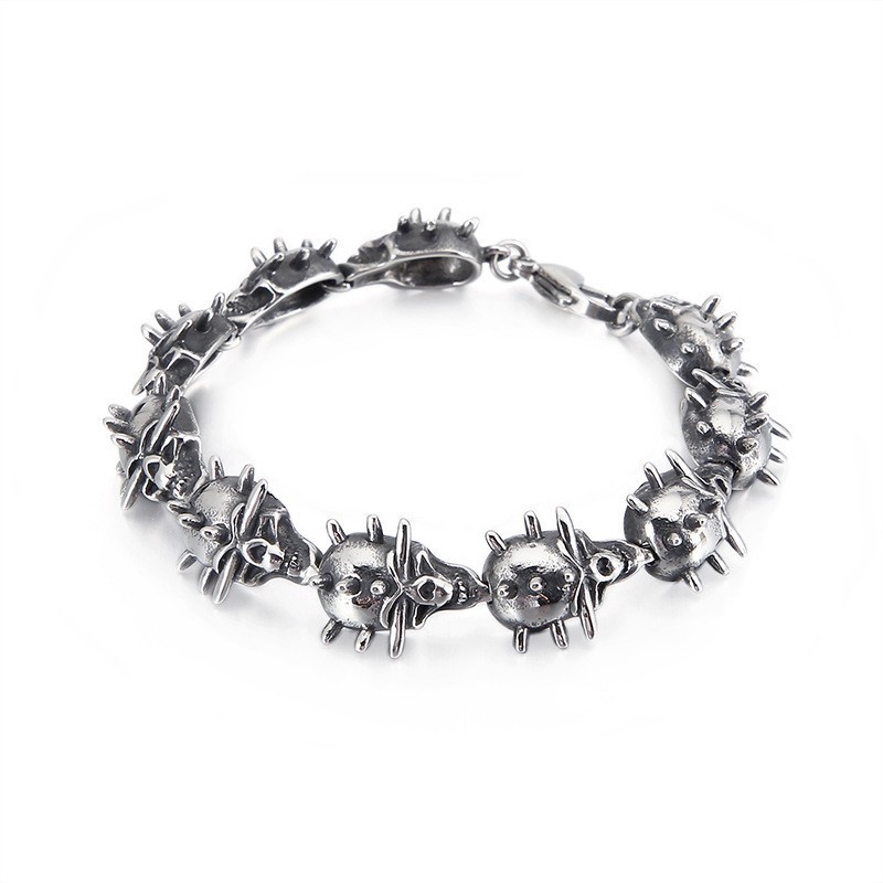 Ανδρικό Βραχιόλι Τιτανίου Exaggerated Chic Circle Skull Με Επιμετάλλωση Ανδρικό Βραχιόλι Τιτανίου Exaggerated Chic Circle Skull Με Επιμετάλλωση