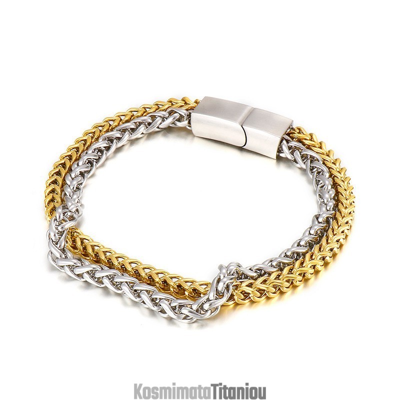 Μόδα Cool Chic Διπλό Ανδρικό Βραχιόλι Τιτανίου