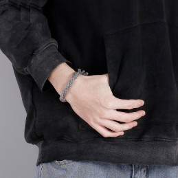 Ανδρικό Βραχιόλι Τιτανίου Με Αλυσίδα Από Κόκαλο Φιδιού