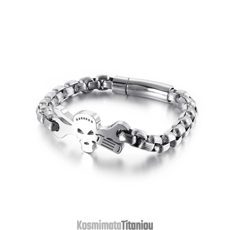 Ανδρικό Βραχιόλι Από Τιτάνιο Με Κρανίο