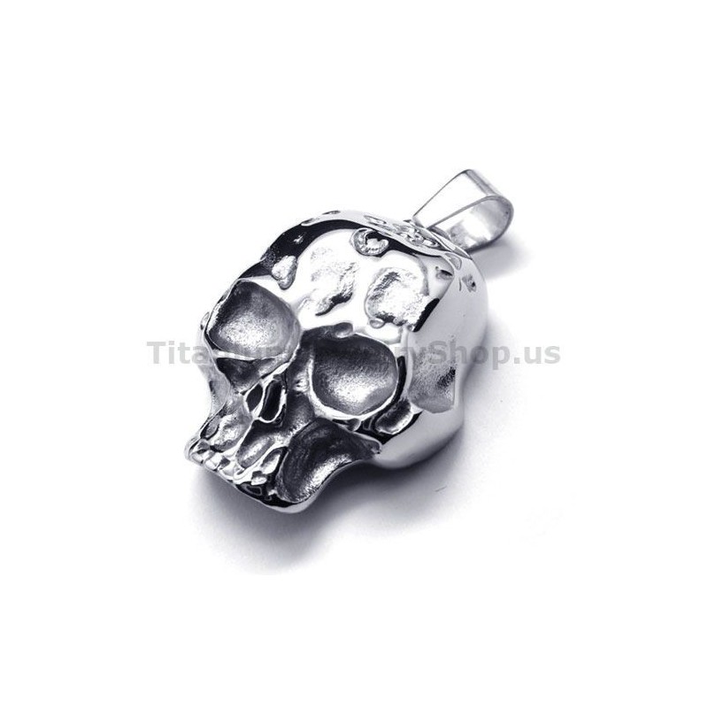 Μενταγιόν Από Καθαρό Τιτάνιο Με Σχέδιο Νεκροκεφαλής - Δωρεάν Αλυσίδα