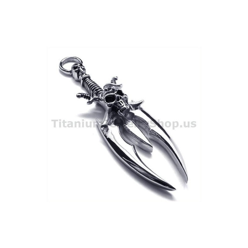 Μενταγιόν Από Τιτάνιο Με Σχέδιο Κρανίου Sword - Δωρεάν Αλυσίδα Μενταγιόν Από Τιτάνιο Με Σχέδιο Κρανίου Sword - Δωρεάν Αλυσίδα