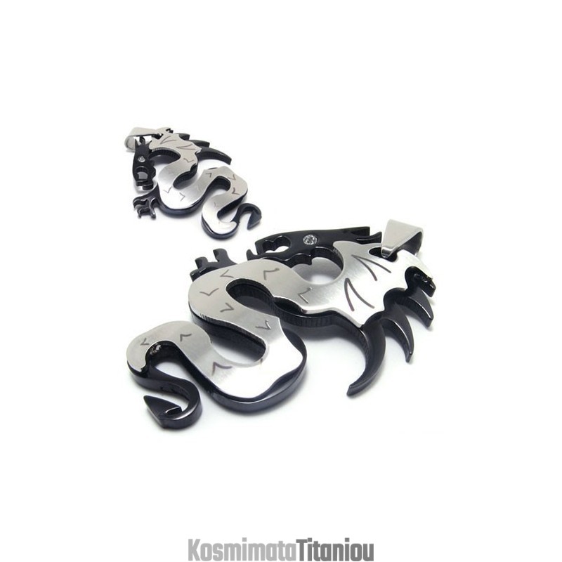 Ανδρικό Κολιέ Από Τιτάνιο Black Dragons