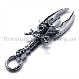 Μενταγιόν Από Τιτάνιο Με Σχέδιο Κρανίου Sword - Δωρεάν Αλυσίδα