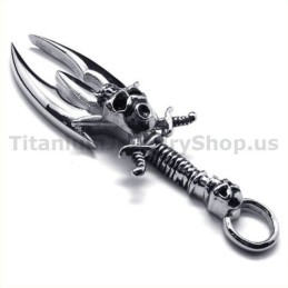 Μενταγιόν Από Τιτάνιο Με Σχέδιο Κρανίου Sword - Δωρεάν Αλυσίδα