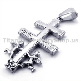 Μενταγιόν Two Angels Caravaca Από Τιτάνιο - Δωρεάν Αλυσίδα