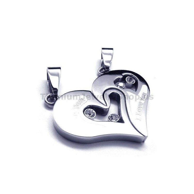 Μενταγιόν Sweetheart Titanium Lovers Με Αλυσίδες Χωρίς Διαμάντια Μενταγιόν Sweetheart Titanium Lovers Με Αλυσίδες Χωρίς Διαμάντια