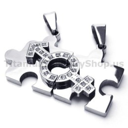 Παζλ Titanium Lovers Μενταγιόν Με Αλυσίδες Χωρίς Διαμάντια
